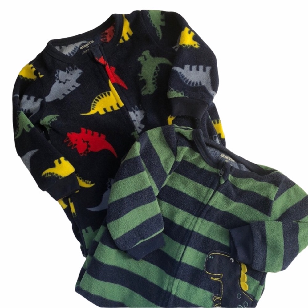 Set of Absorba Fleece Footed Dinosaur Pajamas